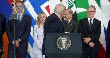 Awkward moment Donald Trump tells Giorgio Meloni she is 'beautiful'