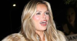 Brooks Nader suffers a nip slip as she spills out of her blouse