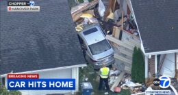 Car crashes into Hanover Park home on Woodlake Drive; 2 injured, police say | Video