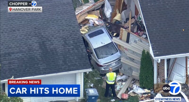 Car crashes into Hanover Park home on Woodlake Drive; 2 injured, police say | Video