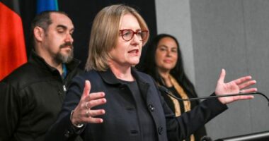 The treaty legislation is being introduced into state parliament on Tuesday. Premier Jacinta Allan and Minister for Aboriginal Affairs Natalie Hutchins with First Peoples' Assembly co-chairs Ngarra Murray and Rueben Berg at a press conference to speak about the legislation.