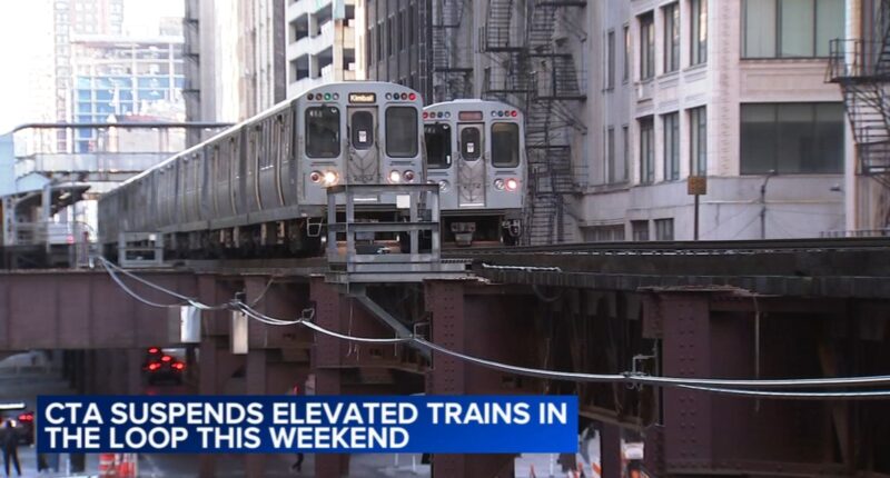 Chicago CTA riders deal with weekend work halting trains on elevated Loop tracks on Brown, Green, Orange and Pink lines