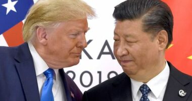 President Donald Trump, left, meets with Chinese President Xi Jinping  on the sidelines of the G-20 summit in Osaka, Japan.