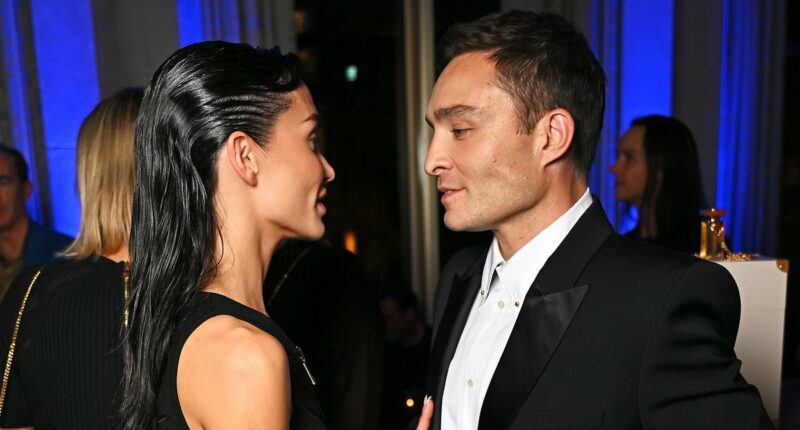 Ed Westwick looks smitten with his wife Amy Jackson at London party
