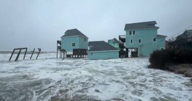 Eroding North Carolina coast swallows four MORE beachfront homes