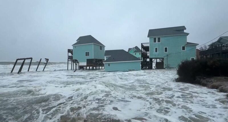 Eroding North Carolina coast swallows four MORE beachfront homes