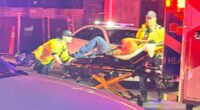 Ex-NFL star Mark Sanchez and 'stab victim', 69, are wheeled away from bloody crime scene on gurneys in shocking new video