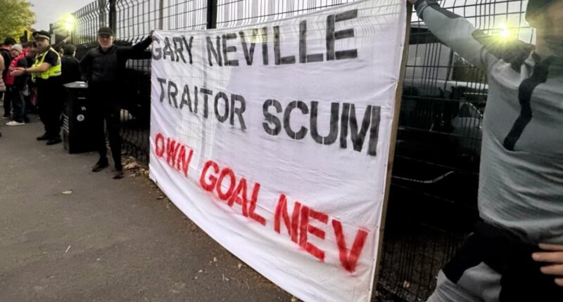 Fans turn on 'traitor' Gary Neville: £1.1m-a-year pundit is targeted by protest outside his flagship hotel and at football club he owns after his 'racist' Union Jack rant