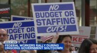 Federal workers, Chicago-area union, political leaders hold rally downtown in the Loop as government shutdown continues