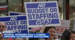 Federal workers, Chicago-area union, political leaders hold rally downtown in the Loop as government shutdown continues