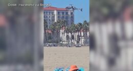 Helicopter crashes onto beach in California, injuring 5