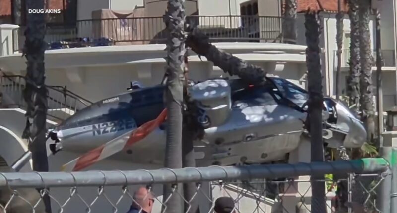 Huntington Beach Helicopter: 5 injured after chopper crashes into palm trees in front of Hyatt Regency Hotel