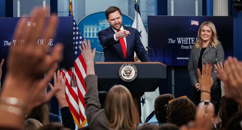 JD Vance takes over White House press briefing from Karoline Leavitt
