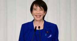 Japan's ruling party elects Sanae Takaichi as new leader, likely to become first female prime minister
