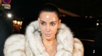 Kim Kardashian wears fur coat as a dress on night out in Paris