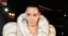 Kim Kardashian wears fur coat as a dress on night out in Paris