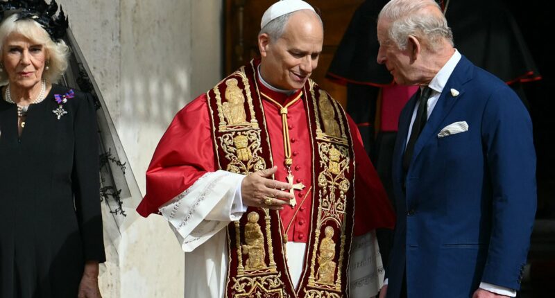 King Charles and Pope Leo pray together inside Sistine Chapel during historic Vatican state visit