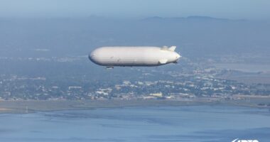 Large white blimp spotted flying over San Francisco identified