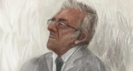 Easey Street murder accused Perry Kouroumblis, depicted in a court sketch at Melbourne Magistrates Court on October 29, 2025.