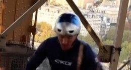 Man breaks world record for cycling up Eiffel Tower
