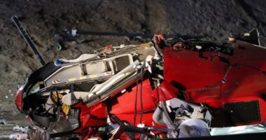 Medical helicopter crashes on California highway, injuring 3 people