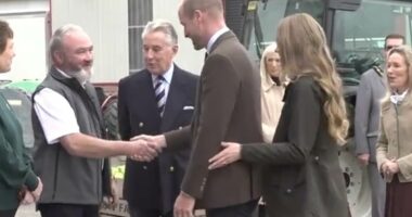 Moment William reassures Kate with secret gesture in Northern Ireland