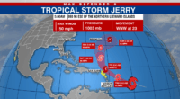 NHC continues to monitor Tropical Storm Jerry, system in Gulf