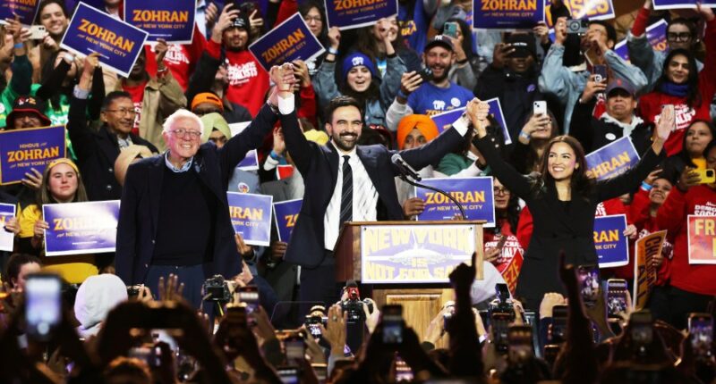 New York mayoral candidate Zohran Mamdani rallies voters with support from Bernie Sanders and AOC