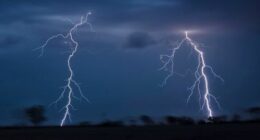 Severe storms swept western NSW on Tuesday bringing heavy rain , strong winds and hail as well as thousands of lightning strikes. Taken near Nyngan Photo Nick Moir 24 Nov 2023