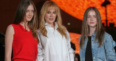 Nicole Kidman is supported by children Sunday Rose and Faith