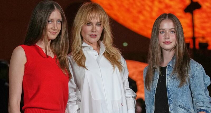 Nicole Kidman is supported by children Sunday Rose and Faith
