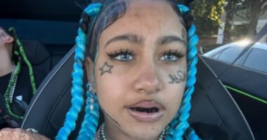 North West, 12, sports fake face tattoos, piercings and grillz
