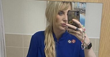 Nurse, 30, who wants to be a 'role model' for her patients shed 14st after £4,200 surgery - because she was 'hobbling' home after 13-hour shifts and suffered 'heart palpitations'