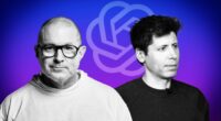 Jony Ive, Sam Altman and an OpenAI logo