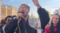 Palestine protester chants 'horrifying' anti-Israeli lyrics to crowds