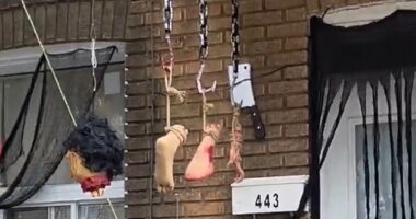 Palestinian refugee attacks 'white people' for erecting Halloween decorations months after her family arrived in Canada from Gaza