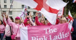 'Pink Lady' anti-migrant protesters descend on Parliament