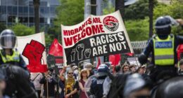March for Australia rally in Melbourne. Photograph by Paul Jeffers The Age NEWS 19 Oct 2025