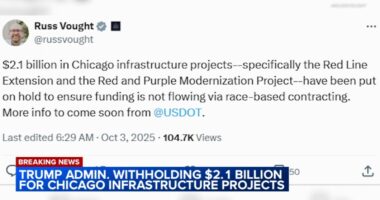 President Donald Trump pauses $2.1B for Chicago infrastructure projects, leveraging shutdown to pressure Democrats