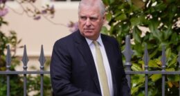 Prince Andrew, Duke of York, looks round as he leaves after attending the Easter Matins Service at St. George's Chapel, Windsor Castle, England, Sunday, April 20, 2025. (AP Photo/Kirsty Wigglesworth, Pool)