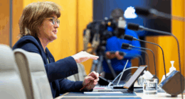 Michele Bullock at a Senate estimates hearing, October 10, 2025.