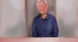 A court sketch of former MP Gareth Ward after being found guilty of sexually assaulting multiple men.