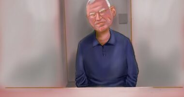 A court sketch of former MP Gareth Ward after being found guilty of sexually assaulting multiple men.