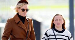 Royal girls' day out! Zara Tindall and Mia, 11, enjoy a mother-daughter date at Cheltenham Racecourse