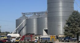 Several departments on scene of grain bin fire at Coles Station