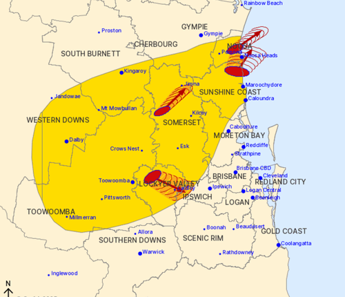 Severe storm warnings in south-east Queensland