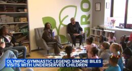 Simone Biles in Chicago: Olympic gymnast speaks with children in foster care system at Friends of the Children event in West Loop