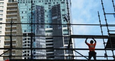 Constructioin workers in the CBD.
