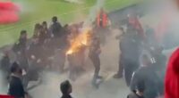 Tel Aviv football derby is cancelled over 'risk to human lives' as 'violent riots break out at stadium': Pressure mounts over Israeli fans being banned from Aston Villa match