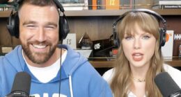 Travis Kelce joined Taylor Swift in ALSO shaking off Kamala Harris